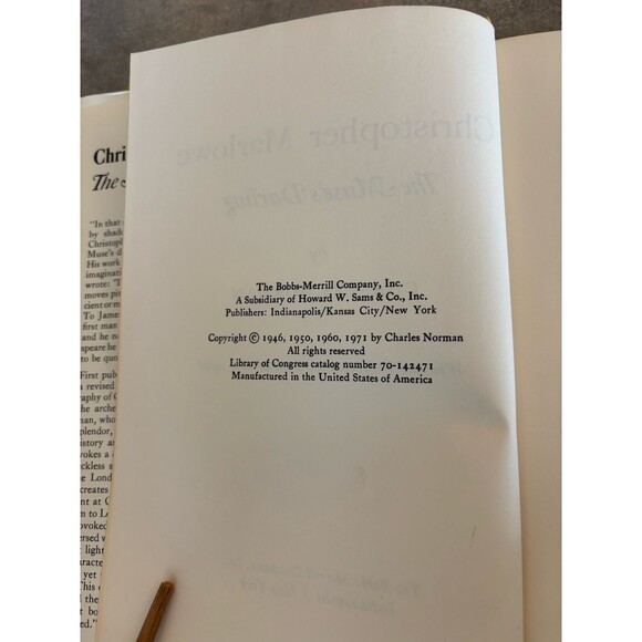 The Muses' Darling; The Life of Christopher Marlowe by Charles Norman - Picture 4 of 4